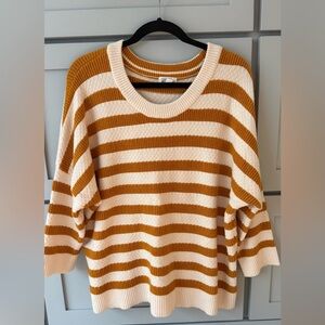 Market & Spruce Mustard and Cream Striped Sweater Size XXL